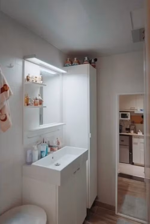 Phòng tắm nhỏ nhưng tiện nghi. Ảnh: Toutaio