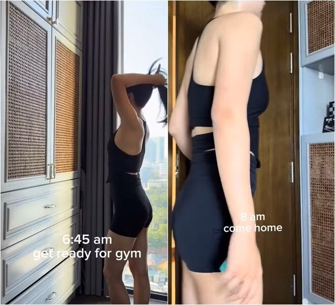 Tủ âm tường cao kịch trần với cánh đan mây là chi tiết nổi bật của căn hộ, mang đến vẻ đẹp vừa hiện đại, vừa truyền thống. Ảnh chụp màn hình