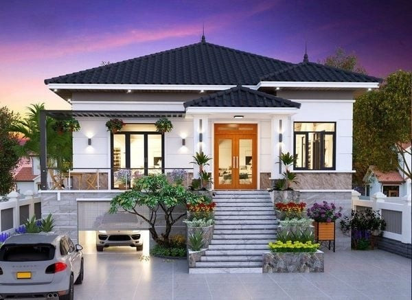 Nhà cấp 4 có tầng bán hầm kết hợp giữa tầng hầm nổi và tầng hầm chìm, giúp tối ưu diện tích sử dụng. Tầng bán hầm có thể linh hoạt bố trí làm gara, kho chứa đồ...Ảnh: laviehome