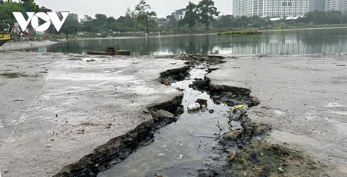 Đường ống cống nước thải từ các hộ dân cư đổ thẳng xuống ao.