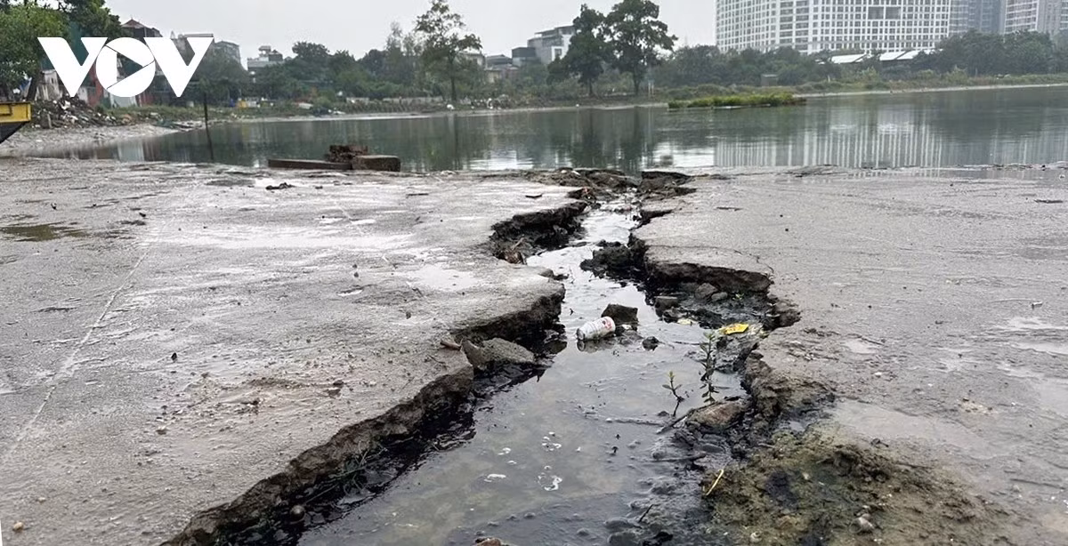 Đường ống cống nước thải từ các hộ dân cư đổ thẳng xuống ao.