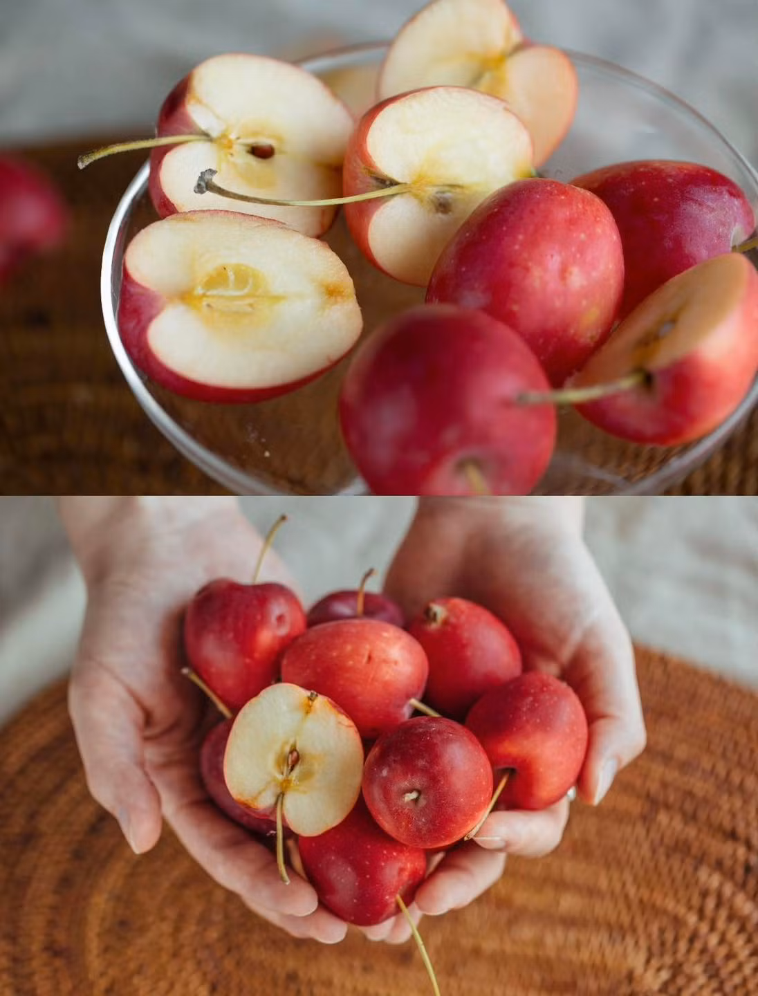 Chị Thu Giang (ở phường Vĩnh Tuy, Hà Nội) cho biết, trẻ con rất thích táo cherry vì quả nhỏ, vừa miệng, không phải cắt gọt nhiều như loại táo lớn. Ảnh: Facebook