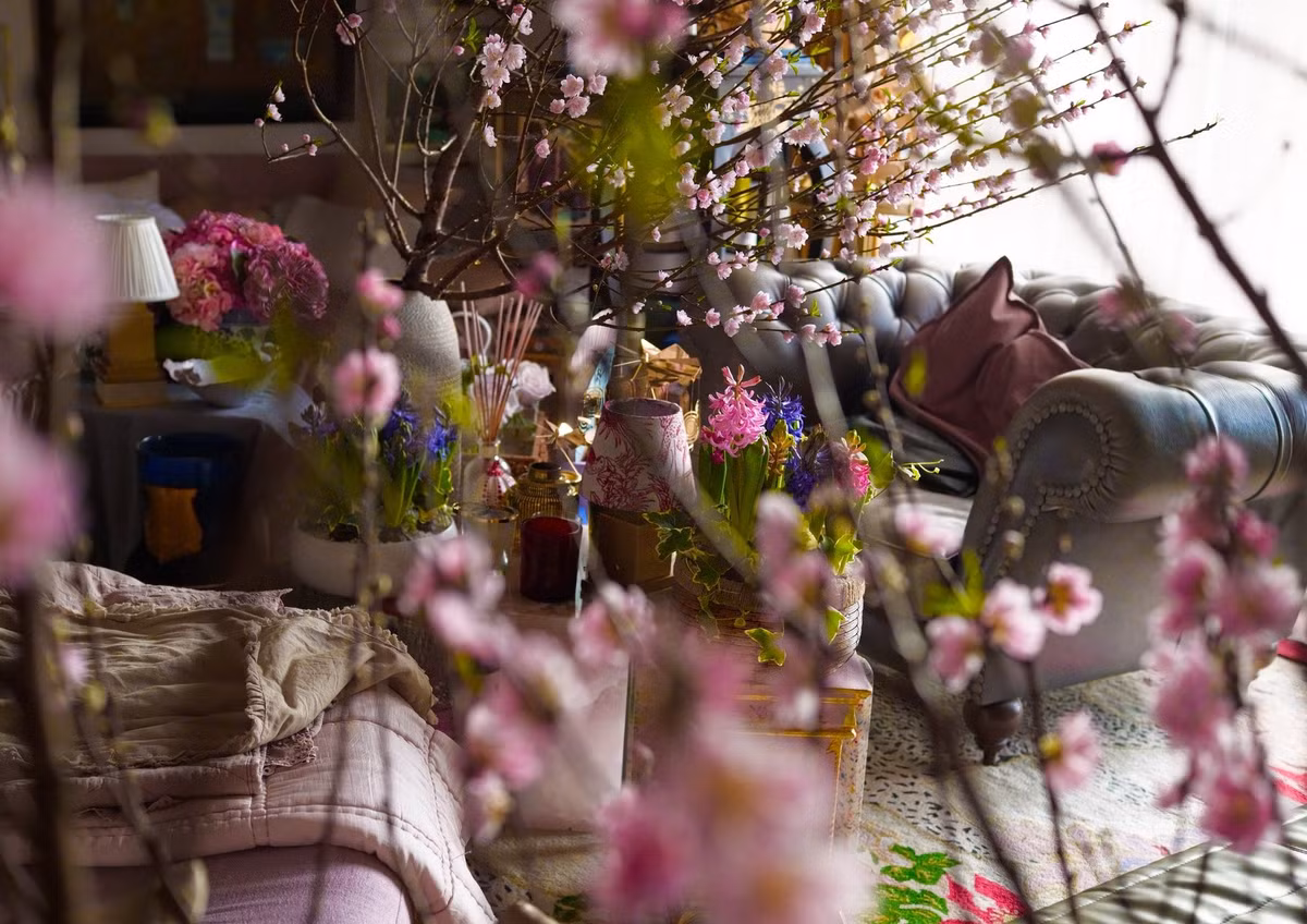 Một góc khác ngập hoa trong ngôi nhà của Lý Quí Khánh. Ảnh: FB Lý Quí Khánh