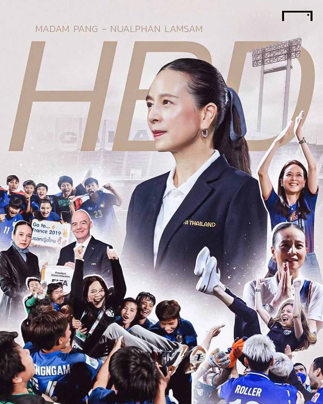 Bà Madam Pang đảm nhiệm cương vị Chủ tịch Liên đoàn Bóng đá Thái Lan, là người phụ nữ đầu tiên đảm nhận vị trí này trong lịch sử hơn 107 năm của tổ chức. Ảnh: FB Madam Pang