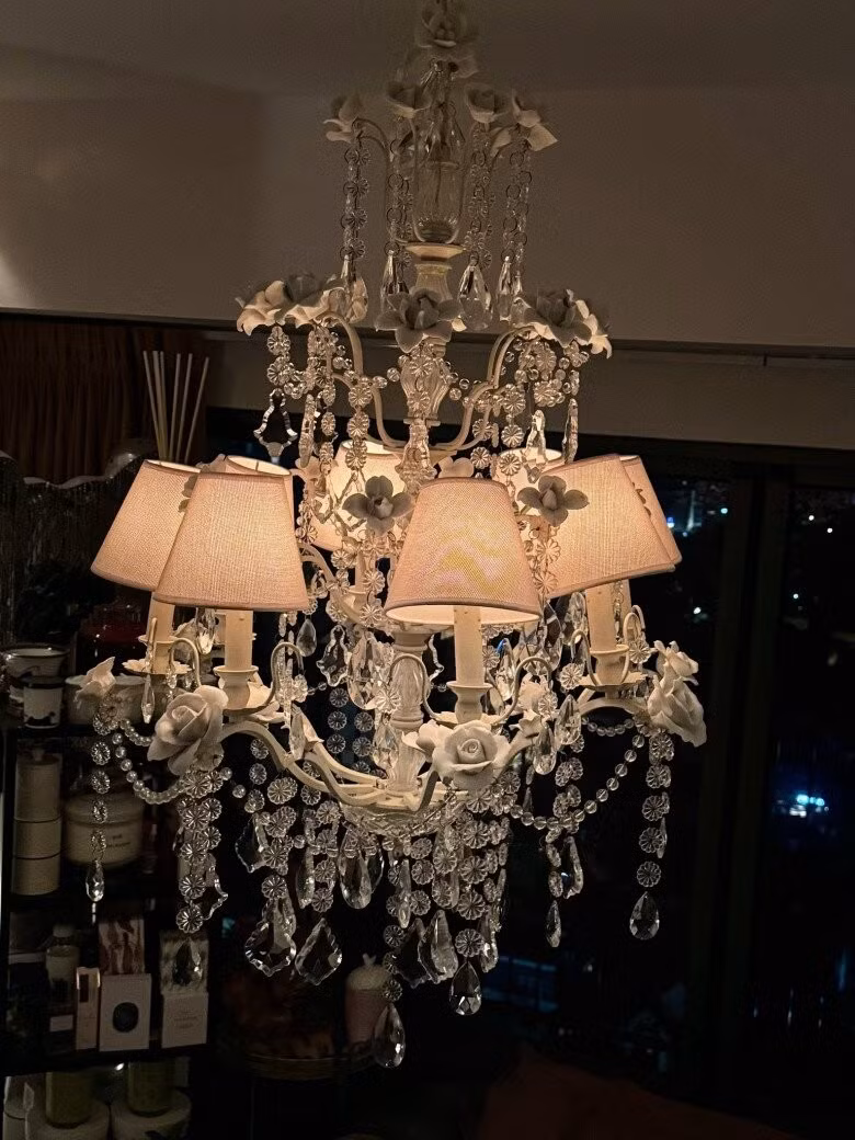 NTK Lý Quí Khánh cho biết đi chọn 5 năm trời để tìm một chiếc đèn pha lê antique ưng ý treo phòng khách. Ảnh: FB Lý Quí Khánh