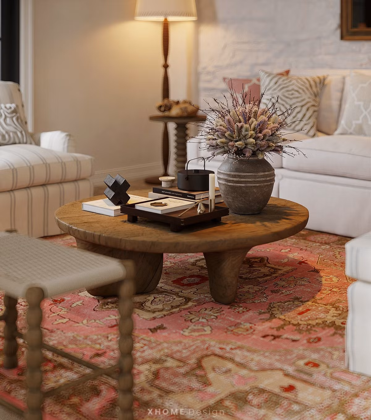 Sàn nhà lát đá trắng, trải thảm vải bố, hướng đến sự sang trọng nhưng vẫn thân thiện. Ảnh: FB Nguyễn Đình Tú