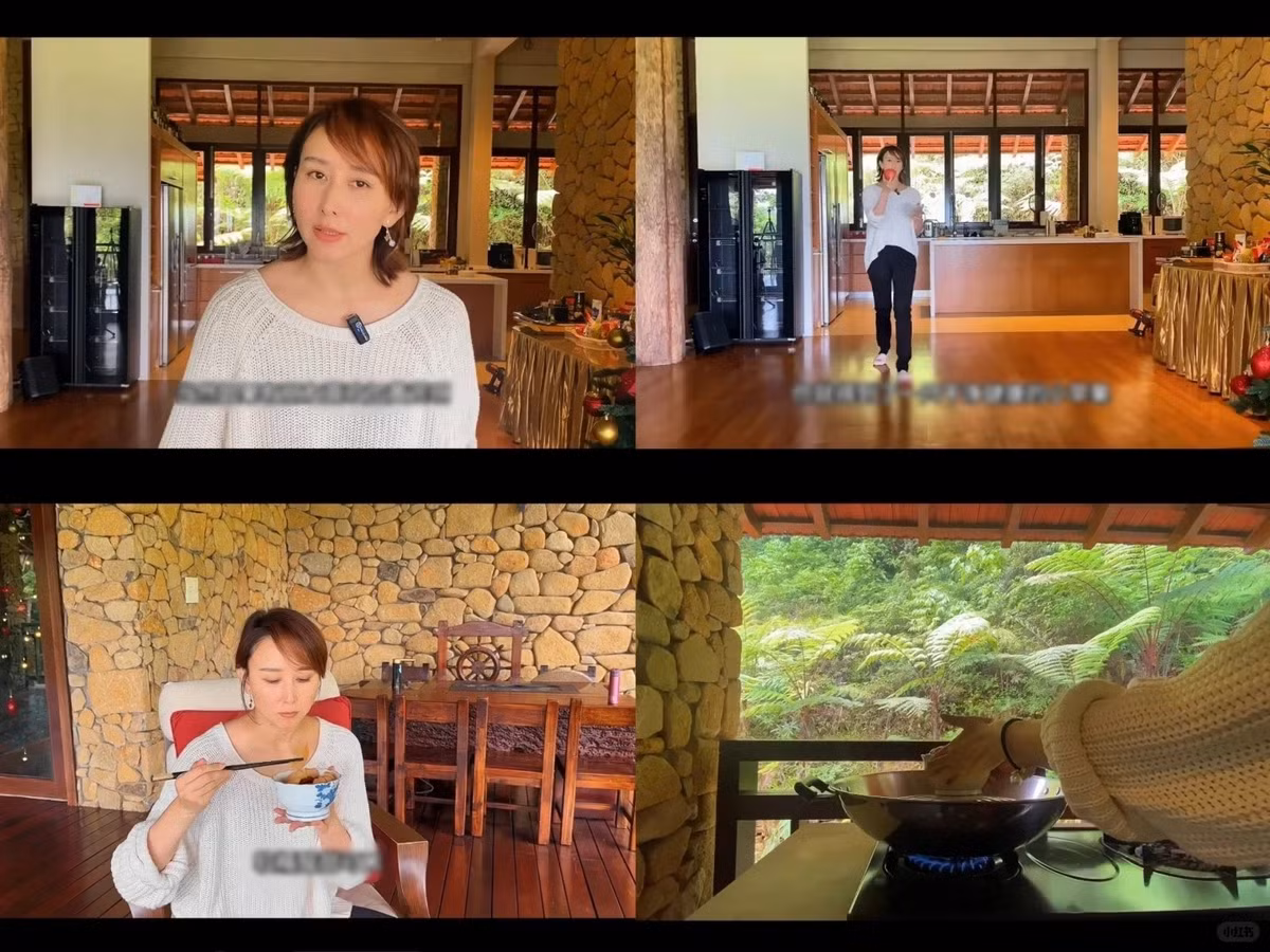 Tủ bếp dài, mặt bếp rộng, ánh sáng ngập tràn khiến căn bếp như một studio nấu ăn. Ảnh: QQ