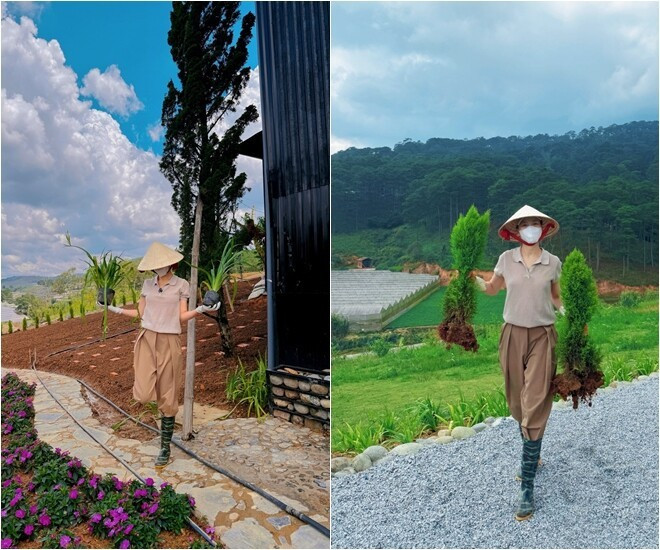 Để có được thành quả này, Bùi Quỳnh Hoa tự tay trồng và vun xới cho từng gốc cây. Ảnh: FB Bui Quynh Hoa