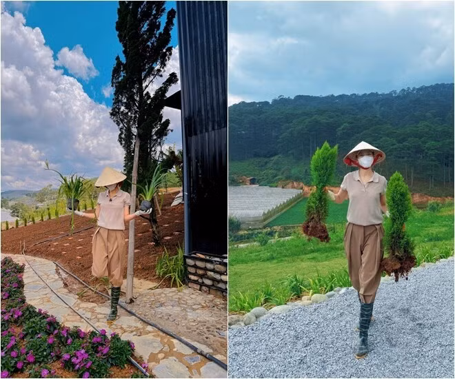 Để có được thành quả này, Bùi Quỳnh Hoa tự tay trồng và vun xới cho từng gốc cây. Ảnh: FB Bui Quynh Hoa