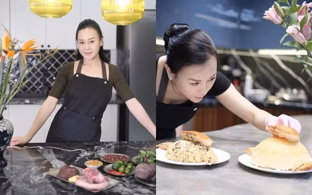 Căn bếp thường xuyên xuất hiện trong các vlog nấu ăn của Phương Oanh. Nữ diễn viên coi đây là nơi để "giữ lửa" cho gia đình, để bày tỏ tình yêu thương với chồng con thông qua những bữa cơm. Ảnh: FBNV