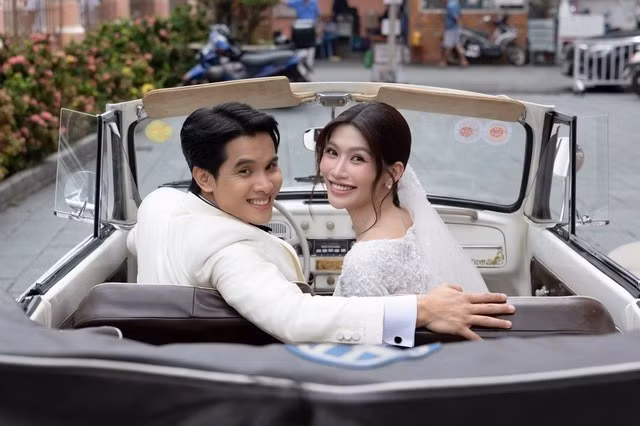 Mới đây, đám cưới của Á hậu Quỳnh Châu và thiếu gia Nguyễn Ngọc Phát đã diễn ra tại TP HCM. Chồng Á hậu Quỳnh Châu sinh năm 1989, xuất thân trong gia đình có truyền thống về kinh doanh. Ảnh: Người lao động