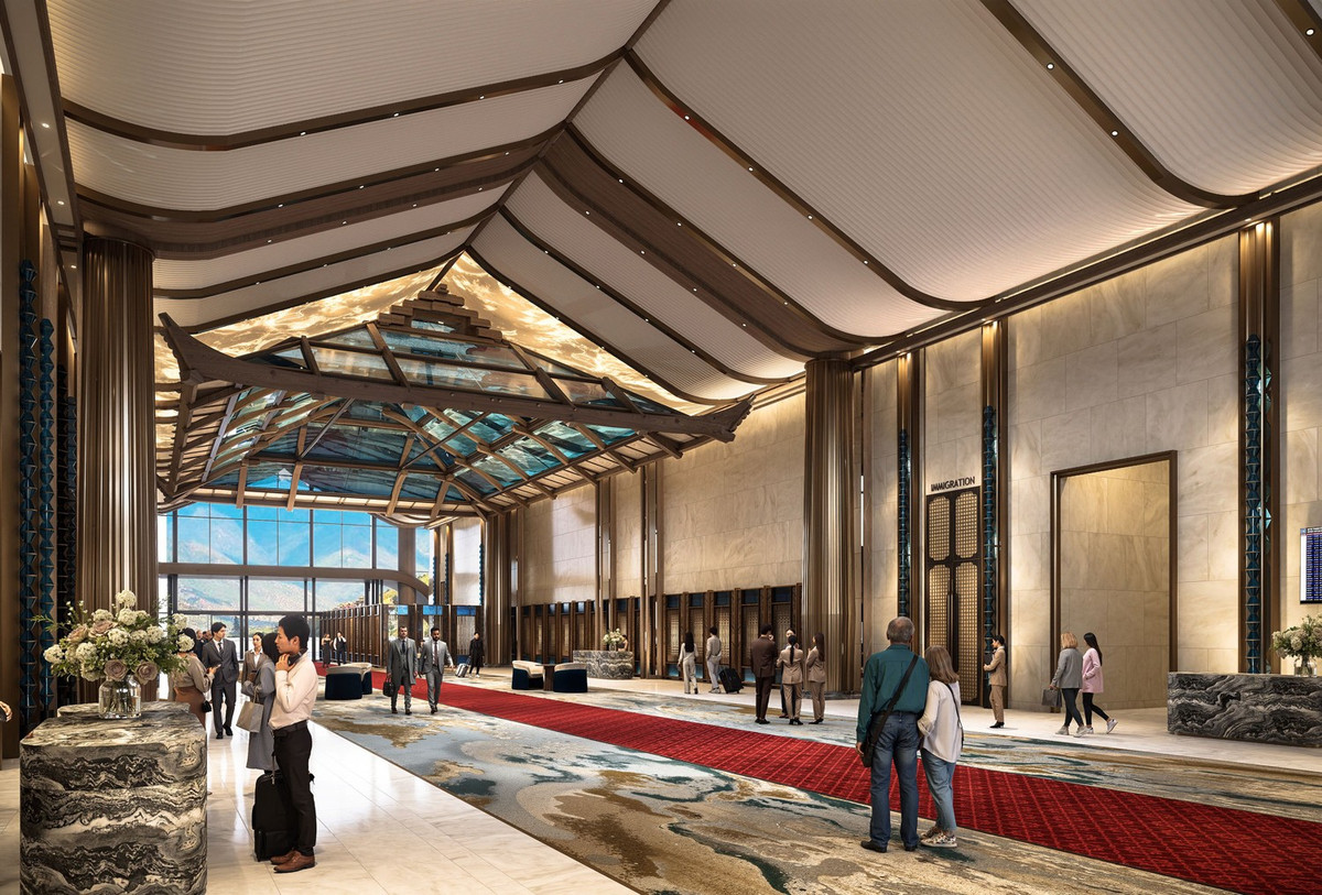 Nhà ga được kiến tạo như một tác phẩm nghệ thuật sống động, tôn vinh vẻ đẹp của đảo Ngọc bằng ngôn ngữ thiết kế đương đại. Ảnh: Tcdulichtphcm