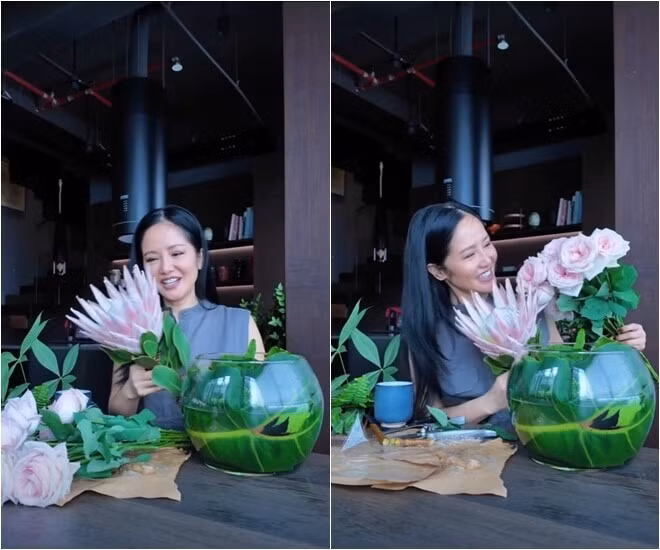 Mới đây, diva Hồng Nhung khiến khán giả thích thú khi chia sẻ khoảnh khắc đời thường, tự tay cắm một bình hoa giữa căn hộ ngập tràn ánh sáng. Ảnh chụp màn hình