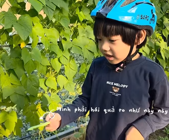 Không chỉ tập trung vào việc học, các con của nghệ sĩ Xuân Bắc thường xuyên được bố mẹ tạo điều kiện để tiếp xúc với thiên nhiên và làm những công việc làm vườn đơn giản. Ảnh chụp màn hình