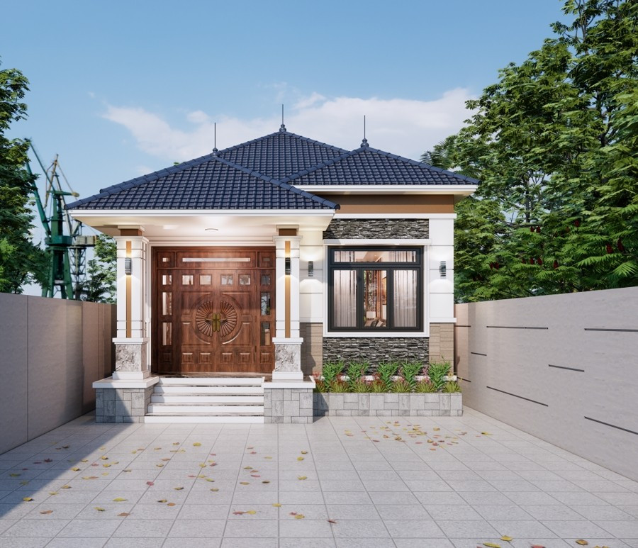 Nhà cấp 4 mái Nhật với độ dốc nhẹ, kiểu dáng hài hòa, mang lại cảm giác thanh thoát, cân đối, đáp ứng được tính linh hoạt trong xây dựng, đảm bảo không gian sống tiện nghi và ấm cúng. Ảnh: Duraflex