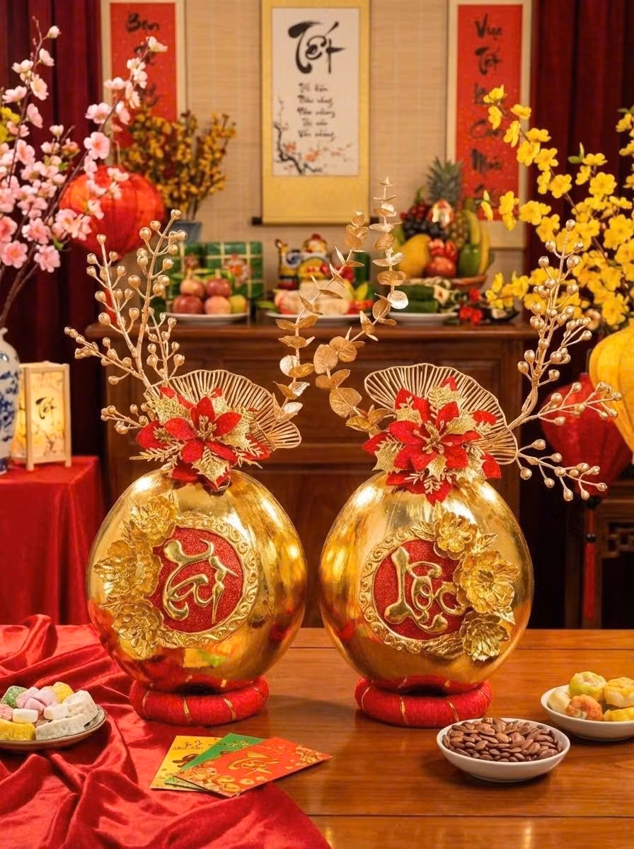 Mỗi dịp Tết đến, dừa dát vàng trở thành sản phẩm được người tiêu dùng ưa chuộng nhờ vẻ ngoài sang trọng, bắt mắt. Ảnh: FB Lan Lê