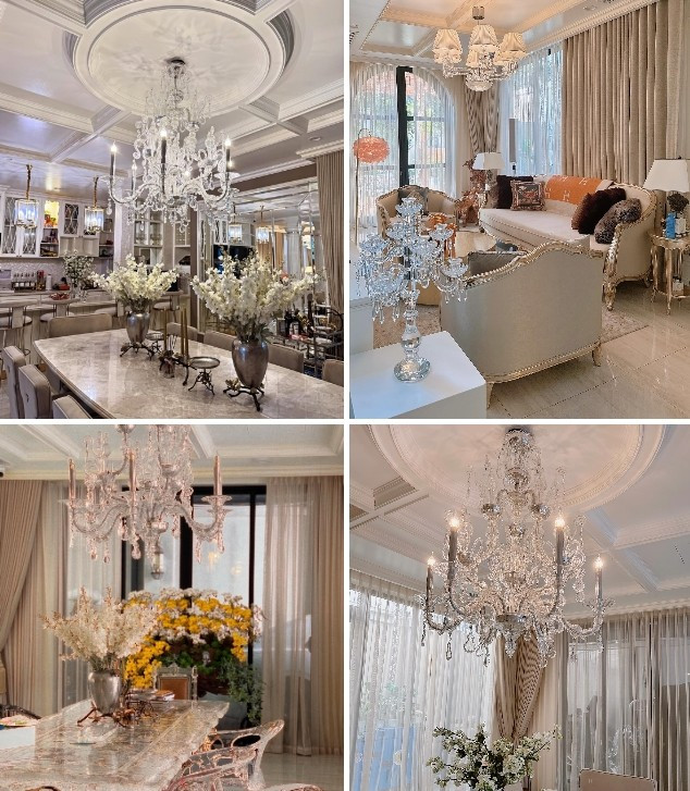 Khu vực phòng khách - bếp - bàn ăn lung linh với nội thất đắt tiền. Ảnh: FBNV