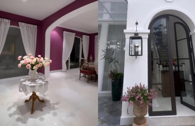 Lệ Quyên sử dụng nhiều tranh và hoa tươi giúp không gian nhà thêm sinh động. Ảnh: FBNV