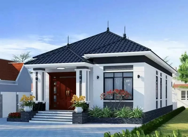 Nhà vuông mái Nhật 1 tầng mang vẻ đẹp cân đối, giúp tối ưu hóa không gian sử dụng, dễ dàng bố trí các phòng chức năng hợp lý. Ảnh: Internet