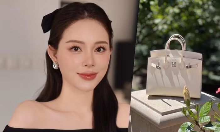 Đáng chú ý, trong hôn lễ của Tiên Nguyễn, nàng dâu hào môn dùng chiếc túi màu kem, khá tương đồng với mẫu Hermès Birkin Craie từng xuất hiện trên trang cá nhân của Linh Rin. Ảnh: FBNV