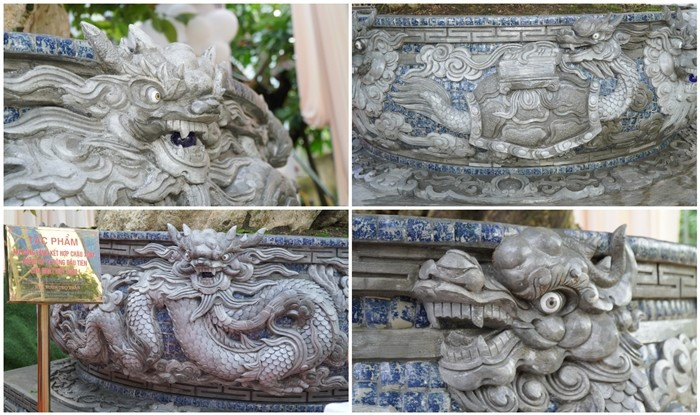 Cận cảnh chậu xoay tự động với hoa văn rồng được đắp nổi thủ công tỉ mỉ. Ảnh: VietKings