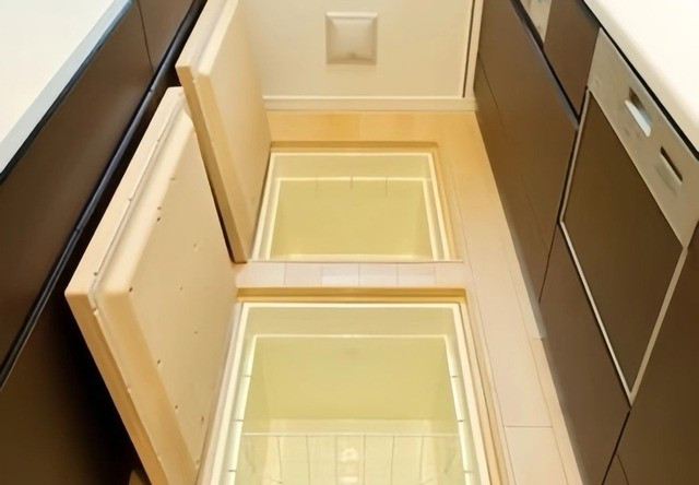 Kho chứa đồ này là nơi lý tưởng để cất giữ những vật dụng ít dùng như vali, quạt sưởi, đồ mùa đông...Ảnh: Toutiao