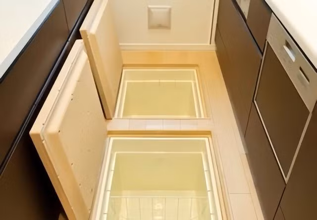 Kho chứa đồ này là nơi lý tưởng để cất giữ những vật dụng ít dùng như vali, quạt sưởi, đồ mùa đông...Ảnh: Toutiao