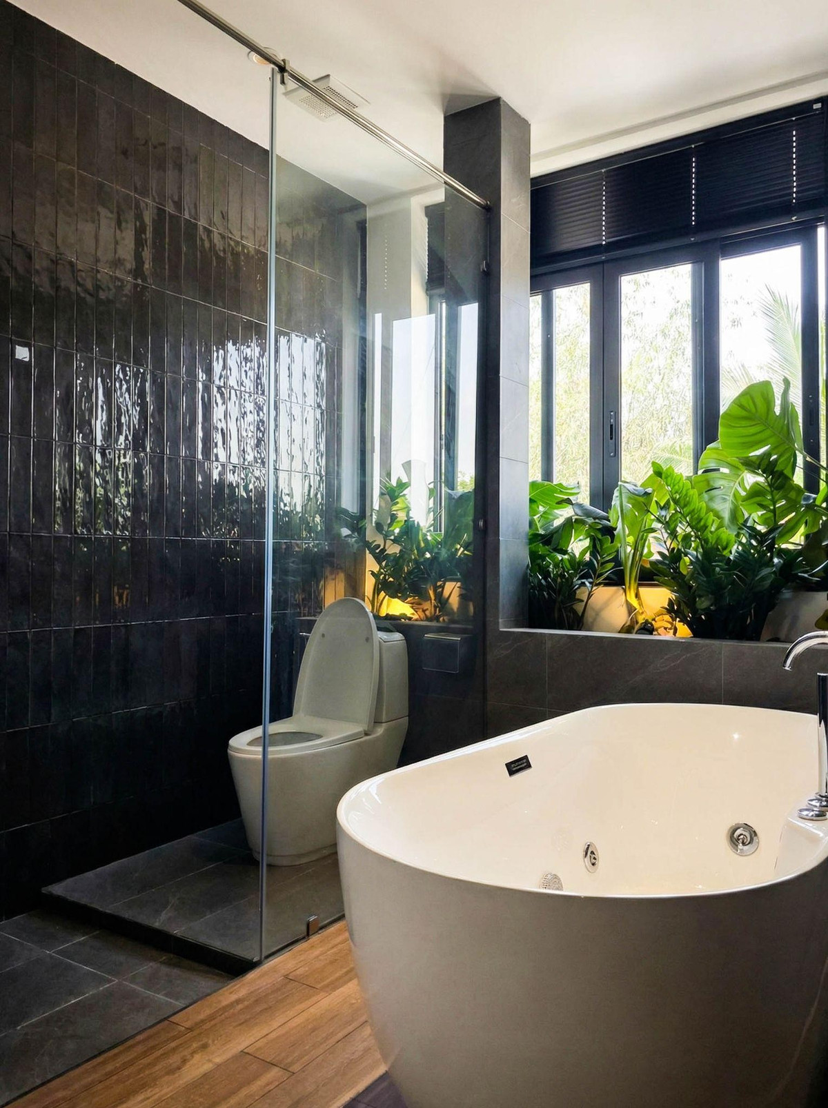 Phòng tắm ngập tràn cây xanh. Ảnh: Master Gont