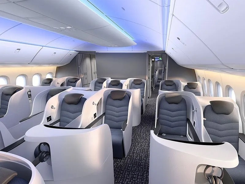 Boeing 777-9 được thiết kế để trở thành máy bay thương mại lớn nhất đang được sản xuất, sức chứa 426 hành khách theo cách bố trí 2 hạng ghế thông thường và có phạm vi hoạt động là 13.500 km. Ảnh: Boeing