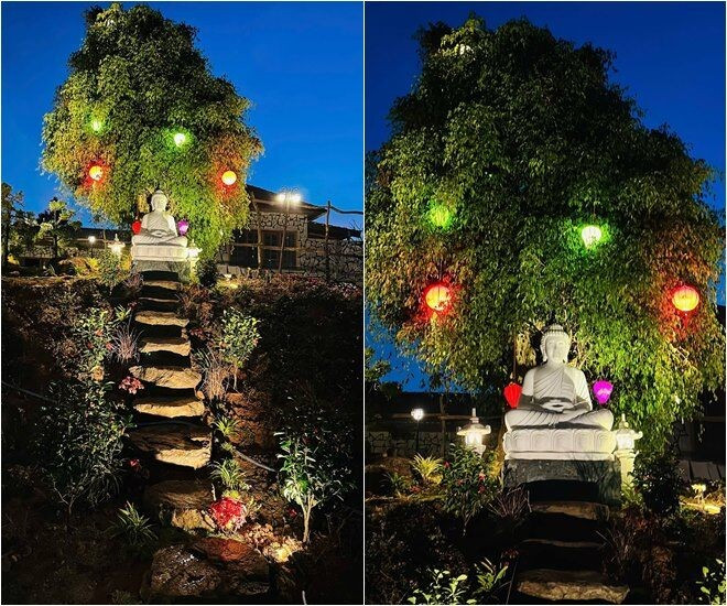 Trong ngày chuẩn bị hoàn thiện nhà mới của Hoàng Mập, danh hài Việt Hương gửi tặng người anh thân thiết món quà ý nghĩa là bức tượng Phật bằng đá trắng nguyên khối. Ảnh: FBNV