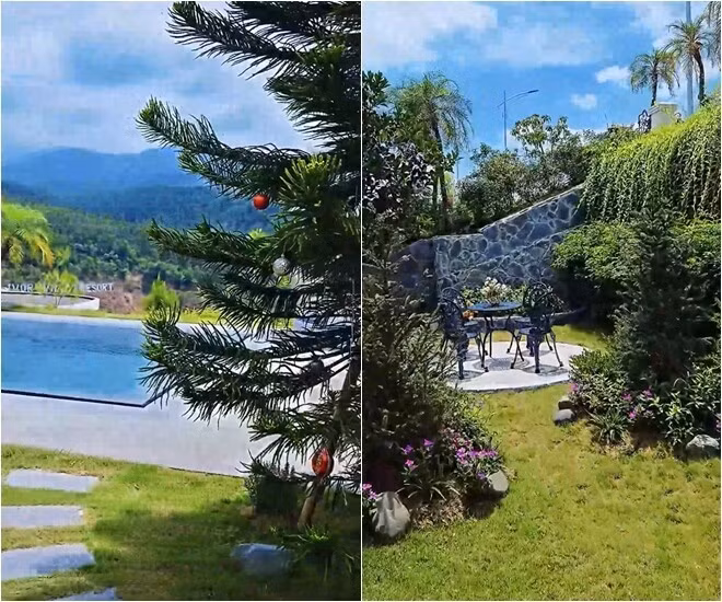 Bể bơi thiết kế sát mép đồi, view núi rừng xanh mát. Ảnh chụp màn hình >>> Mời độc giả xem video: Hà Nội kiểm tra hơn 1.000 căn biệt thự cũ. Nguồn: VTV24