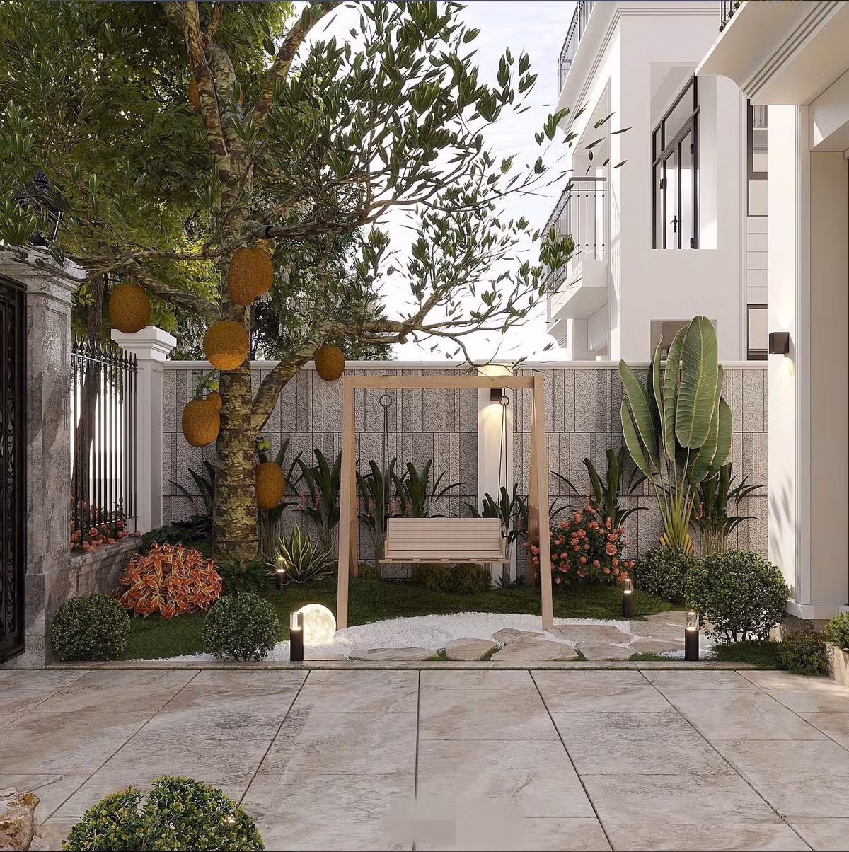 Góc sân vườn nhiều cây và hoa thơ mộng. Ảnh: FB Nguyễn Thành Chung >>> Mời độc giả xem video: Hà Nội kiểm tra hơn 1.000m2 căn biệt thự cũ. Nguồn: VTV24