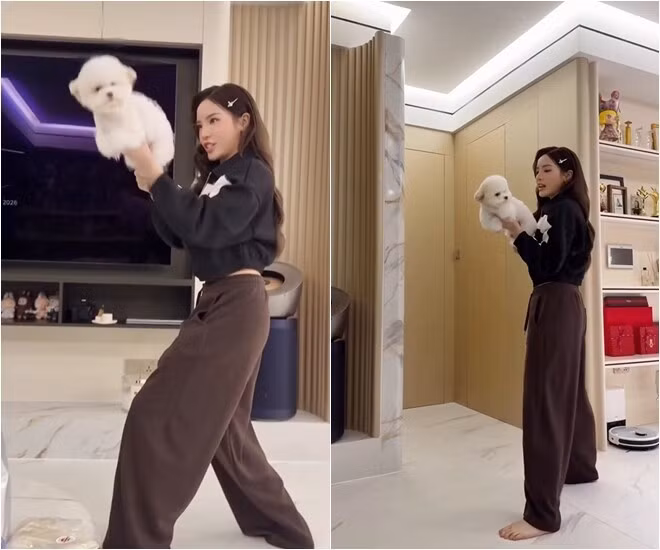 Dịp Tết vừa qua, Hoa hậu Kỳ Duyên đón năm mới trong ngôi nhà mới với gu thẩm mỹ hiện đại. Trên trang cá nhân, nàng hậu chia sẻ trạng thái "Home sweet home" cùng hình ảnh rạng rỡ bên những chú cún cưng. Ảnh chụp màn hình