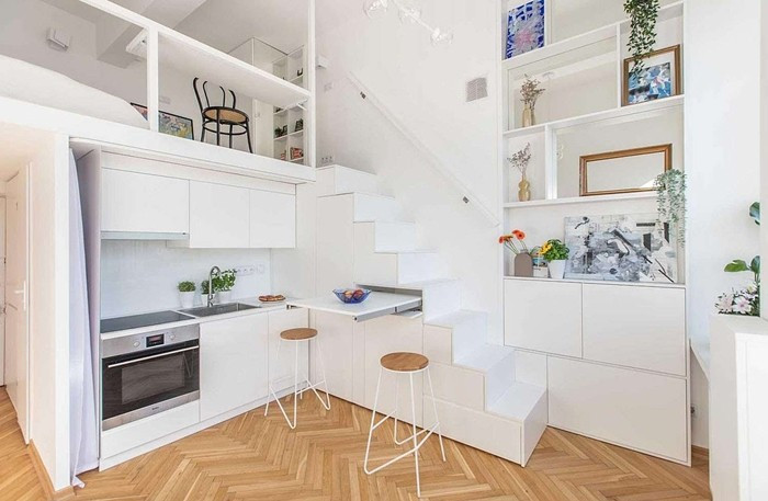 Cách bài trí này đặc biệt phù hợp với căn hộ nhỏ, nơi mỗi mét vuông đều được tận dụng triệt để. Ảnh: Treehugger