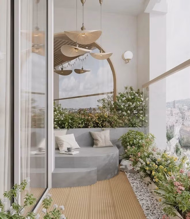 Không gian ngập hoa cỏ cực chill. Ảnh: FBNV