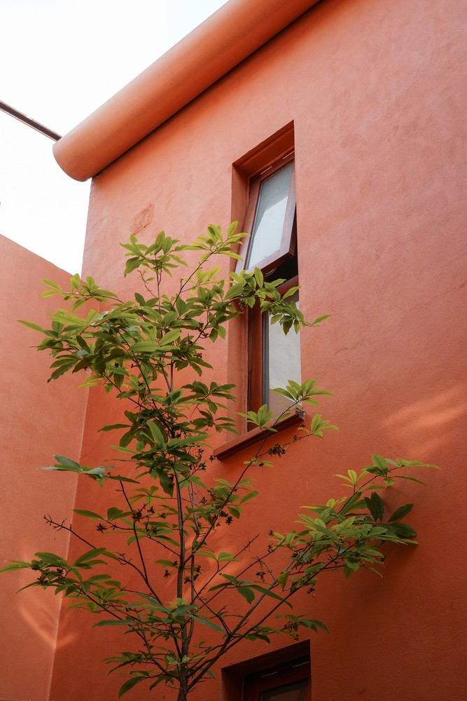 Trên mảnh đất 7×22m, hai ngôi nhà tách biệt nhưng kết nối bởi khoảng sân xanh, nơi ánh sáng, gió và tình thân lan tỏa trong từng nhịp sống. Ảnh: Live out studio