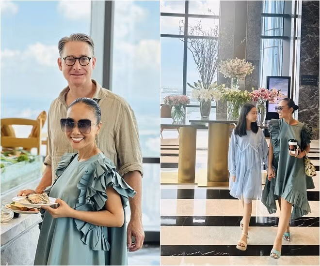 Sau khoảng thời gian ở nước ngoài, mới đây ca sĩ Đoan Trang và chồng cao 1,9m cùng con đã chuyển về sống tại Việt Nam. Ảnh: FBNV