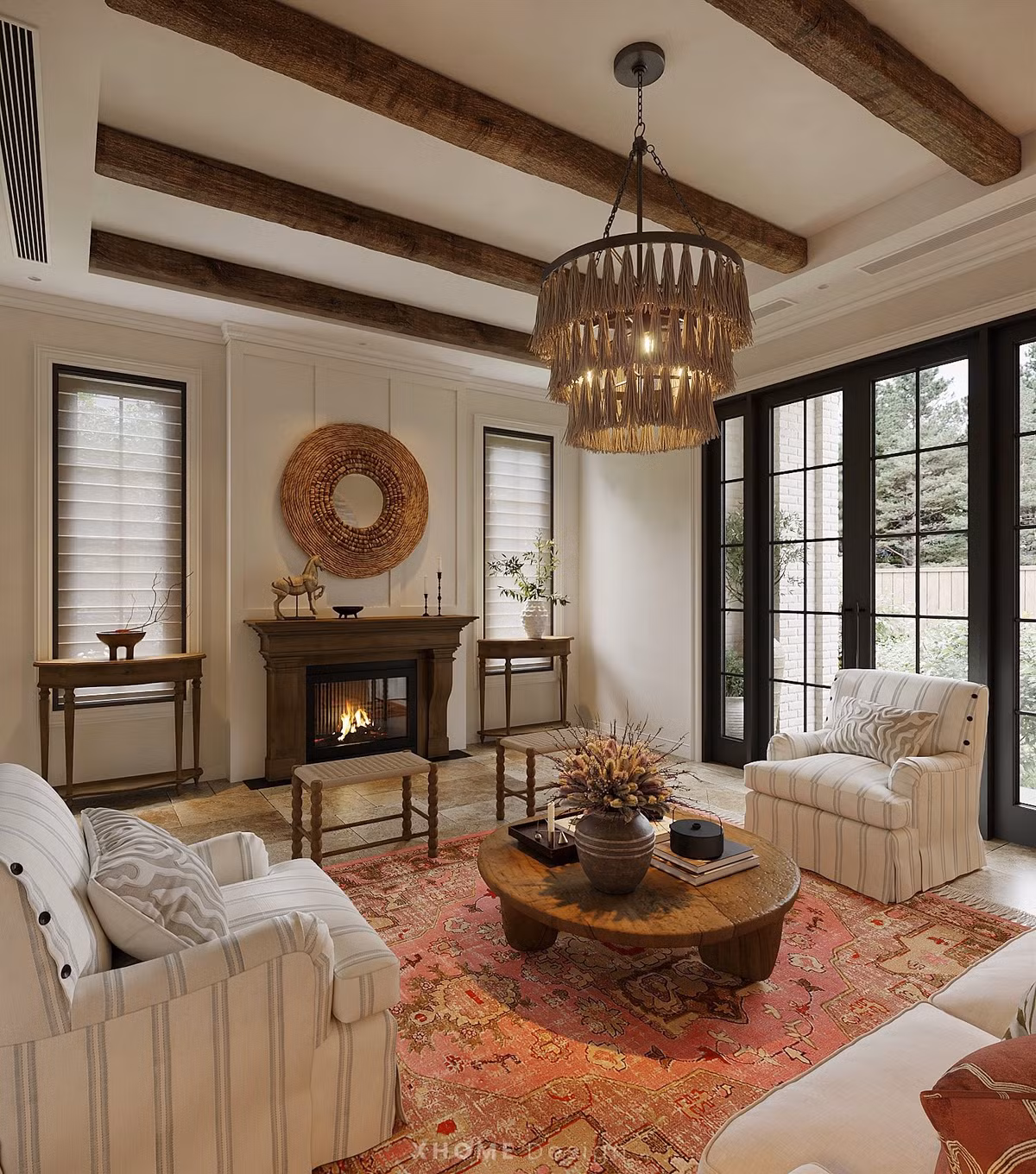 Hầu hết nội thất phòng khách và phòng ngủ đều làm từ gỗ tự nhiên. Ảnh: FB Nguyễn Đình Tú