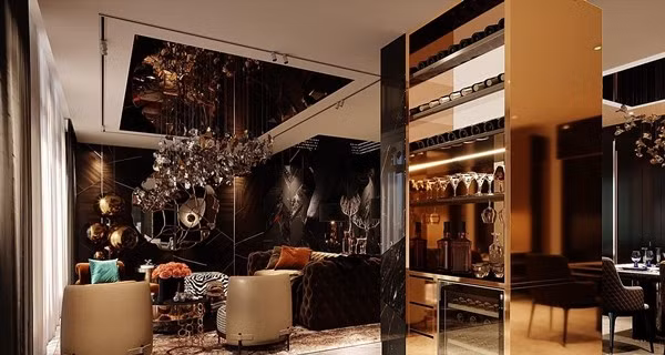 Quầy bar trong phòng khách. Ảnh: FBNV