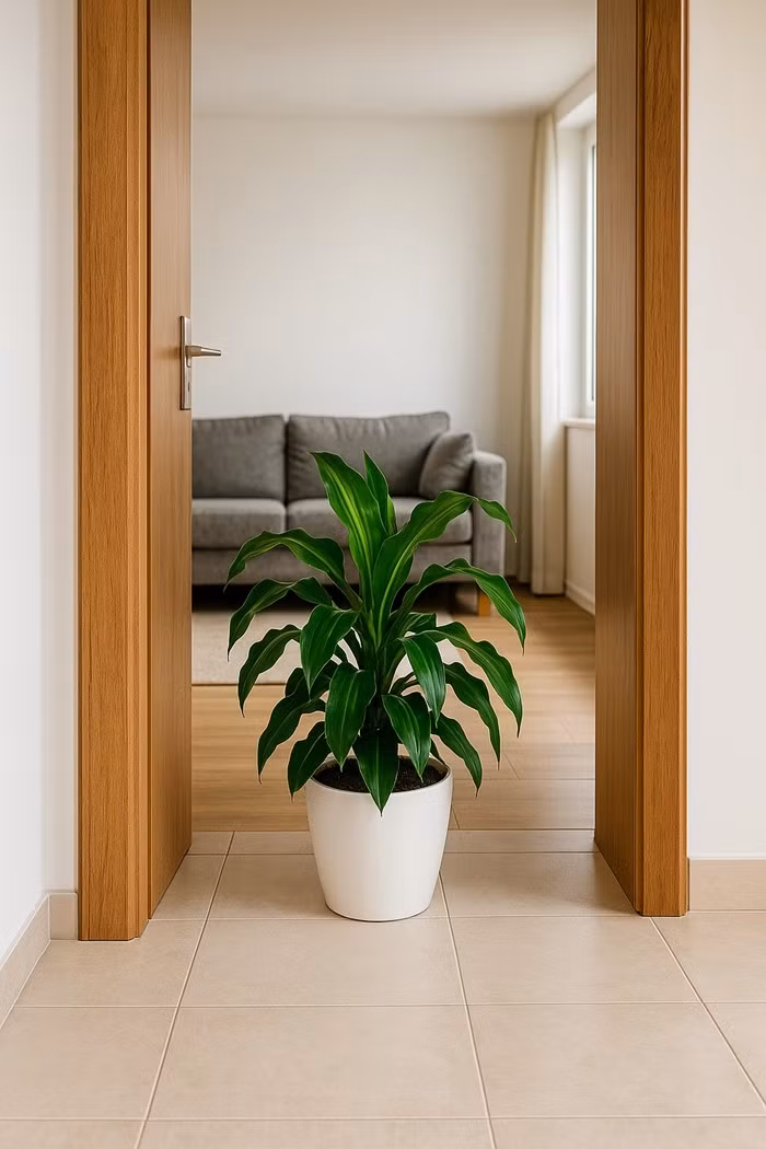 Cây đặt chắn lối đi dễ khiến các thành viên trong gia đình vấp ngã, nhất là người già và trẻ nhỏ. Về lâu dài, điều này ảnh hưởng đến sự thoải mái trong sinh hoạt và tâm trạng của các thành viên. Ảnh: Internet