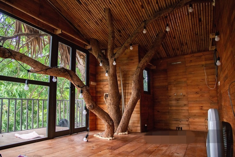 Tại các chỗ cây đâm qua phía trên sàn và tường được xịt bọt xốp để hạn chế côn trùng. Ảnh: Dân Việt