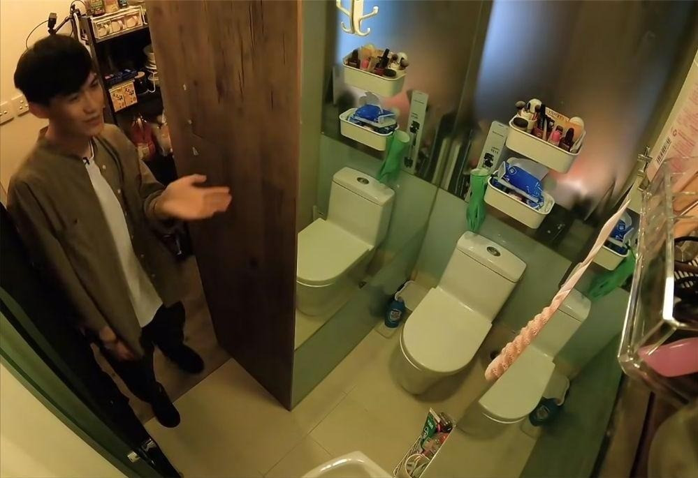 Nhà vệ sinh nhỏ vẫn được bố trí hợp lý với khu khô và ướt tách biệt. Ảnh: Toutiao