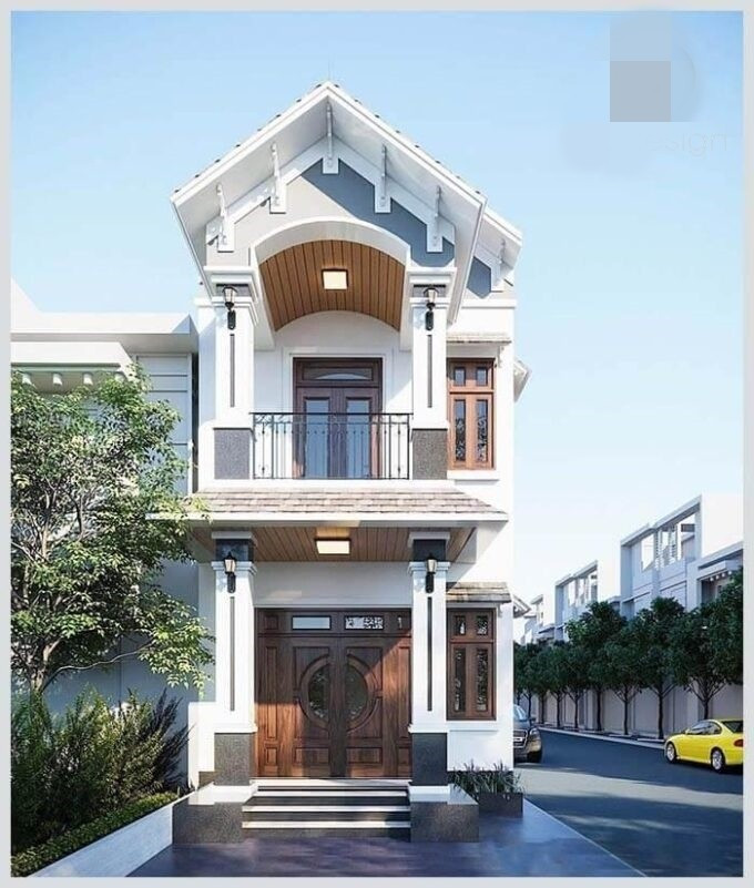 Nhà ống mái Thái thường thiết kế với cấu trúc thấp tầng. Kiểu nhà này dễ dàng biến tấu về màu sắc, hình khối và vật liệu. Ảnh: 3bdesign