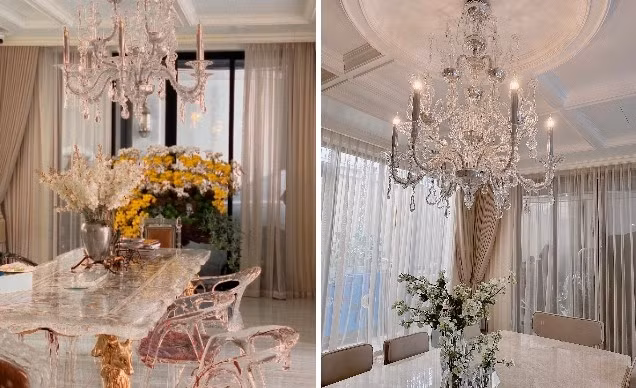 Bàn ăn lung linh dưới ánh đèn. Ảnh: FBNV