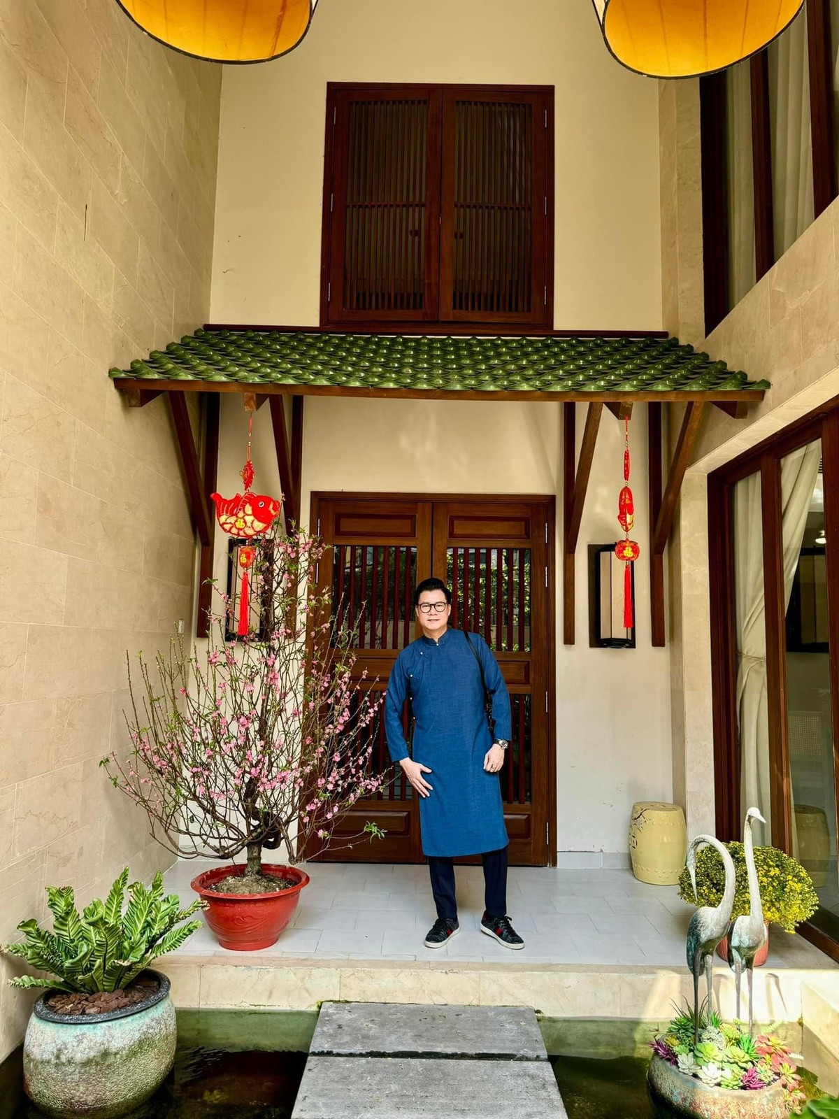 Biệt thự của Quang Dũng gồm 3 tầng, thiết kế theo phong cách Nhật Bản. Ảnh: FBNV