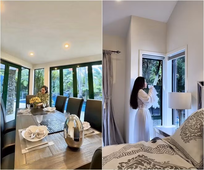 Nữ diễn viên sống trong cơ ngơi chẳng kém resort, rộng thênh thang, bao quanh bởi không gian xanh mát. Ảnh: FBNV