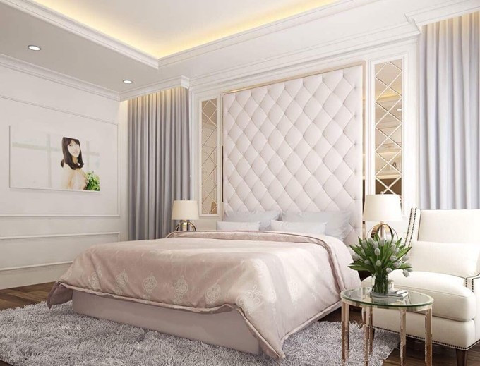 Phòng ngủ sử dụng gam màu sáng làm chủ đạo. Ảnh: Dân Việt