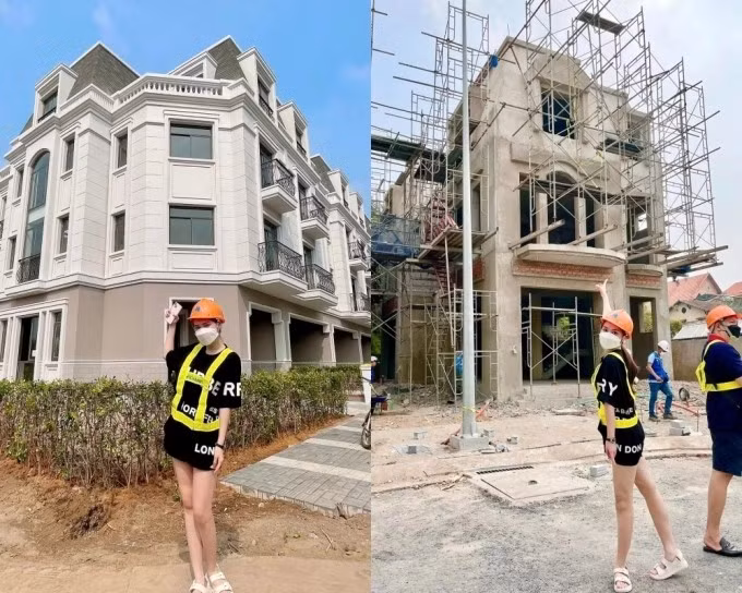 Đoàn Di Băng từng khoe xây biệt thự tặng bố mẹ và một ngôi nhà làm nơi vui chơi cho ba con gái. Ảnh: FBNV