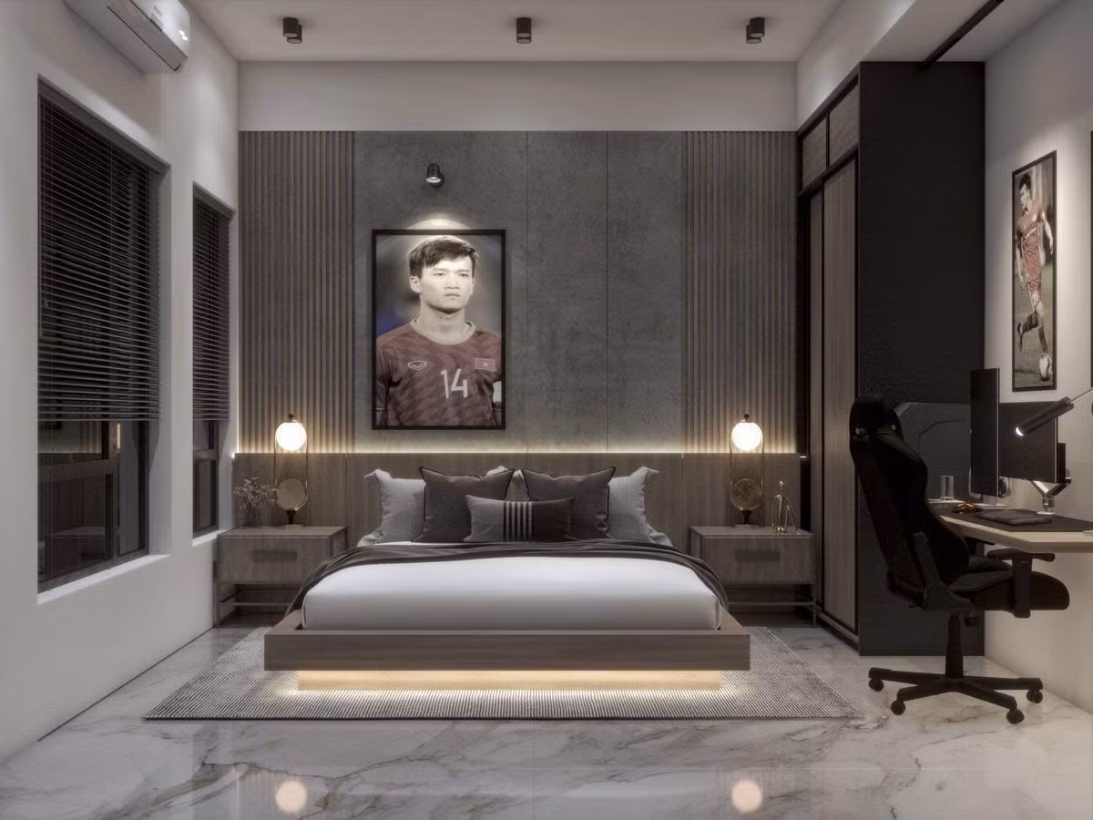 Căn phòng của Hoàng Đức rộng rãi, mang phong cách chuẩn châu Âu, lấy tông trắng chủ đạo. Ảnh: FBNV >>> Mời độc giả xem video: Nhà 25m2 - cơ hội cho nhiều người. Nguồn: VTV24