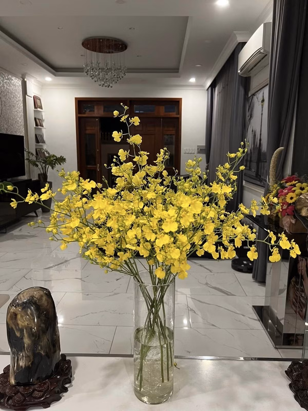 Nội thất trong nhà phối màu hài hòa với các tông trắng, đen và ghi, giúp tổng thể thêm thanh lịch. Ảnh: FBNV